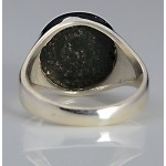  Ancient Roman Bronze Coin in Ladies 14kt Gold and Sterling Silver Coin Ring  A.D. 336-361 size 7